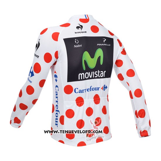 2013 Maillot Ciclismo Movistar Lider Blanc et Rouge Manches Longues et Cuissard